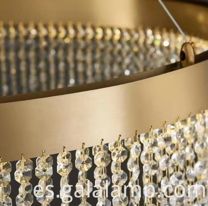 Luz colgante de cristal de oro de oro para bodas elegantes